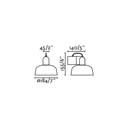 Plano con medidas de Aplique de Pared Tatawin Azul Grisáceo Diseño Adolfo Abejón Faro