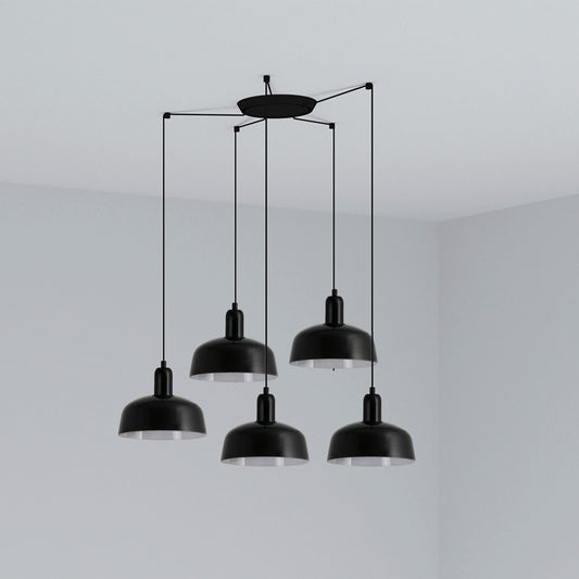 Lámpara Colgante Tatawin S 5 Luces Cristal Negro Brillante FARO - vista principal | FARO