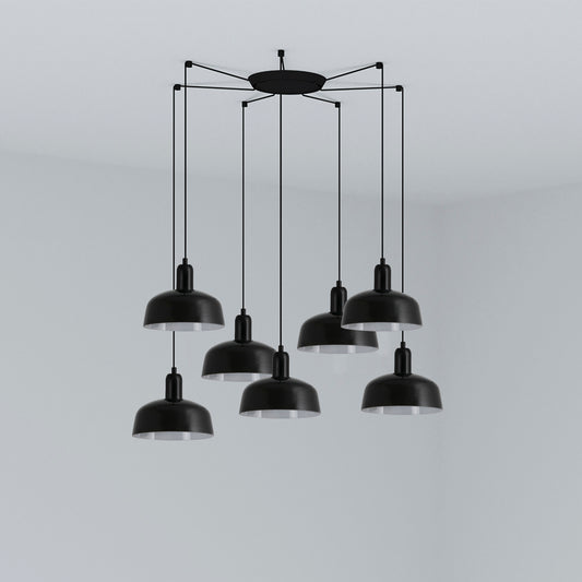 Lámpara Colgante Tatawin S 7 Luces Cristal Negro Brillante FARO - vista principal | FARO