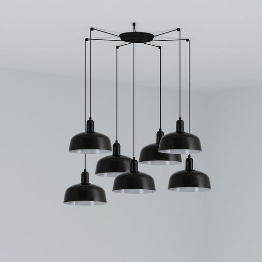 Lámpara Colgante Tatawin M 7 Luces Cristal Negro Brillo FARO - vista principal | FARO