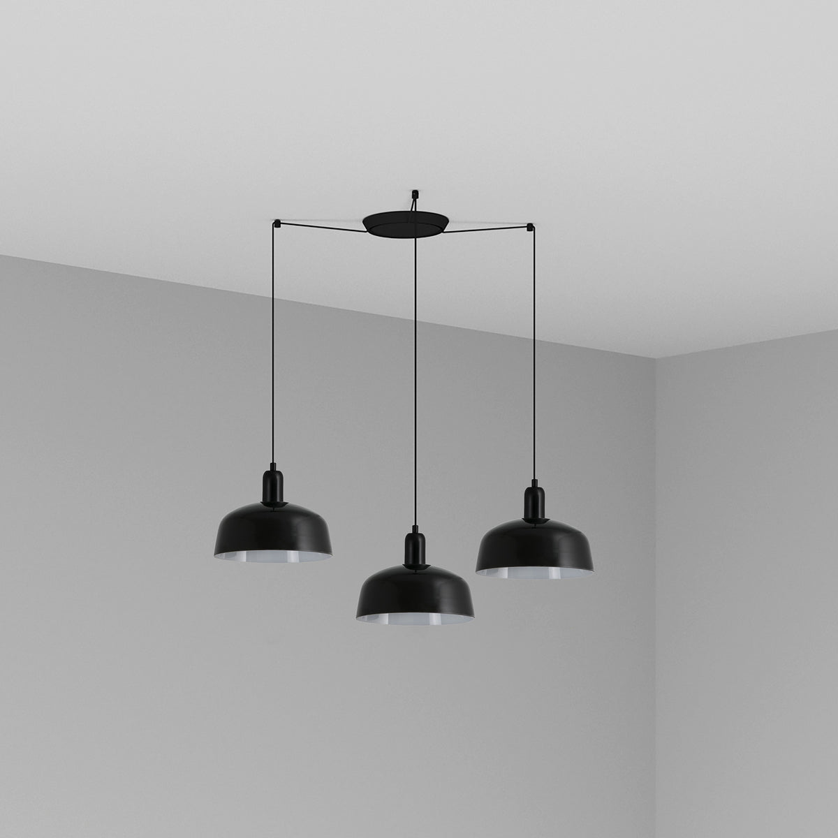 Lámpara Colgante Tatawin 3L Negro Brillo Acero FARO - vista principal | FARO