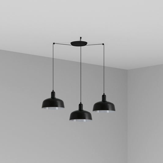 Lámpara Colgante Tatawin 3L Negro Brillo Acero FARO - vista principal | FARO