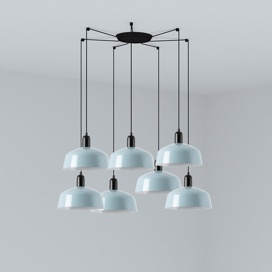 Lámpara Colgante Tatawin 7L Azul Grisáceo Acero Faro - vista principal | FARO