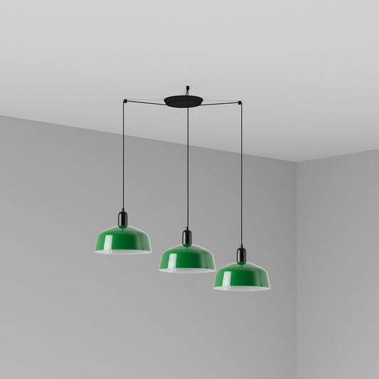 Lámpara Colgante Tatawin M 3L Verde Brillo FARO - vista principal | FARO
