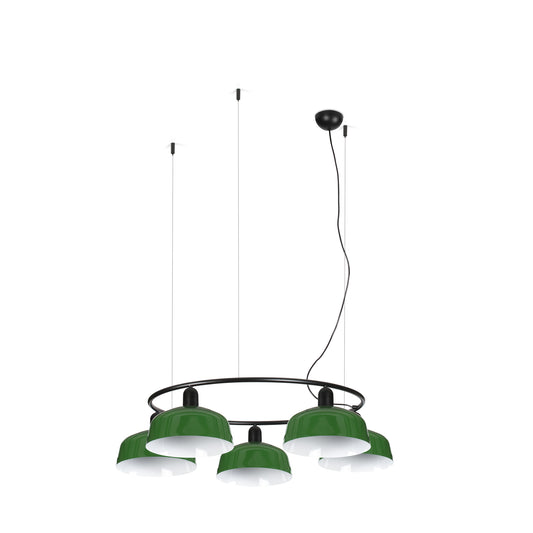 Tatawin Lámpara Colgante Circular Verde Faro, diseño clásico y atemporal. Ref: 20343-149-5L