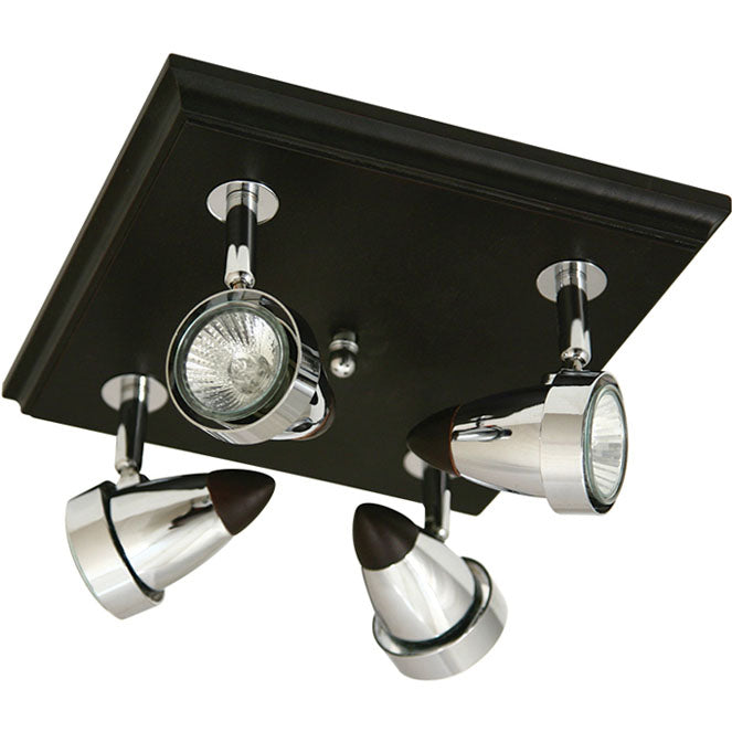 Plafón Cuadrado TIAGO LUMIT en Wengue y Cromo, Ref. 20921-4