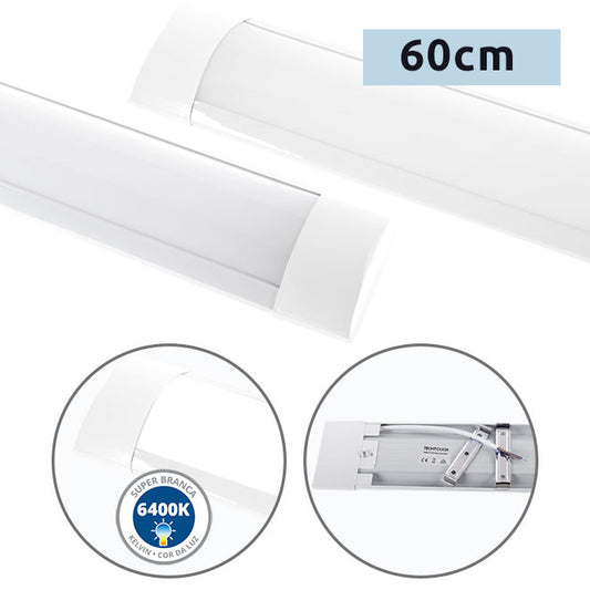 Regleta LED BATTEN 60 cm 18W 6400K Blanco TECHTOUCH Interlusa - Vista frontal principal en fondo blanco | LuzGurú