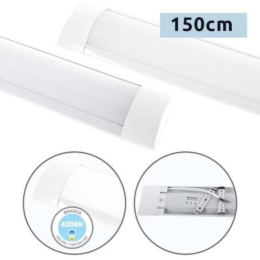 Regleta LED BATTEN 150 cm 54W 4000K Blanco Interlusa - Vista frontal principal en fondo blanco | LuzGurú