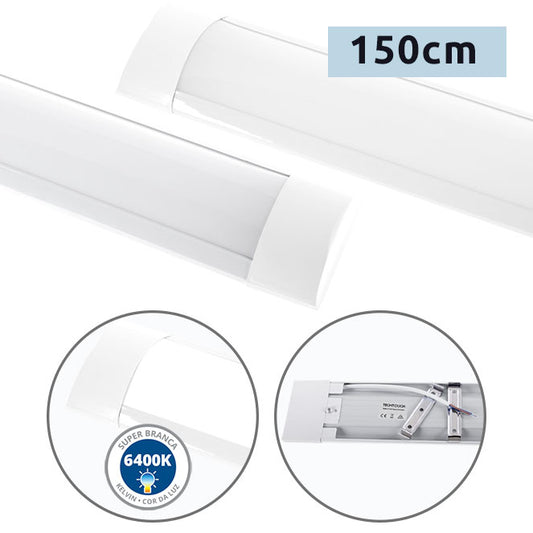 Regleta LED BATTEN 150 cm 54W 6400K Blanco Interlusa - Vista frontal principal en fondo blanco | LuzGurú