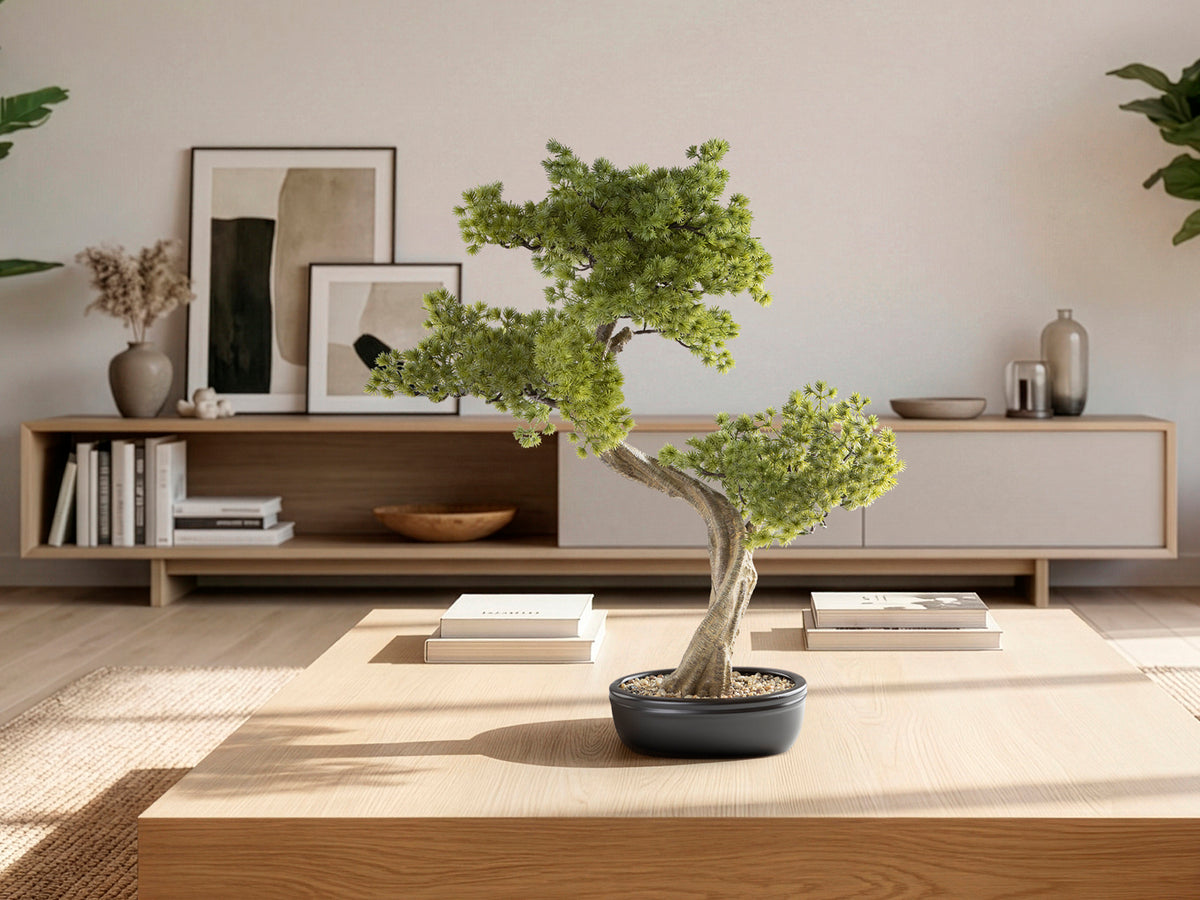 Bonsái Artificial Bankan II 49 cm con Tiesto de Cerámica Schuller en ambiente decorado | Schuller
