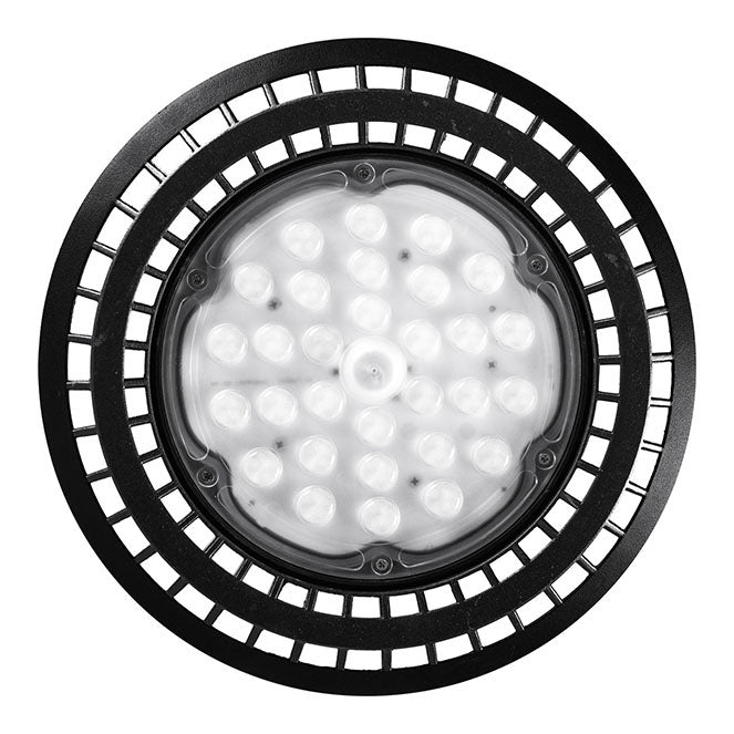 Campana LED MEGAVISION 250W 39 cm Negro Interlusa instalada en ambiente decorativo de salón o dormitorio | Interlusa