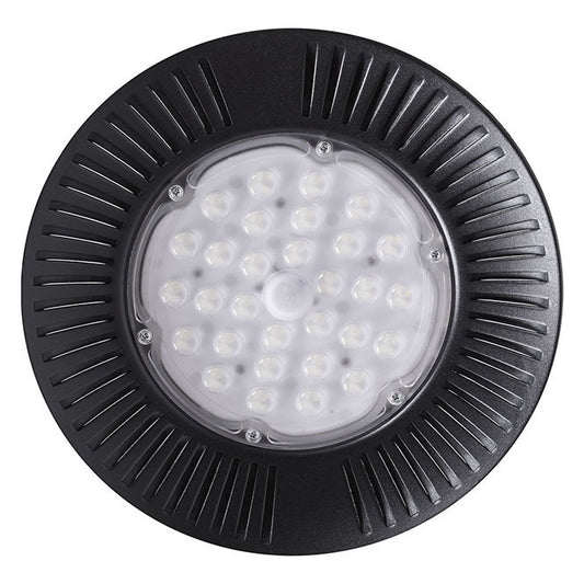 Campana LED ECOVISION 30 cm 100W 8000lm Blanco Frío Negro Interlusa instalada en ambiente decorativo de salón o dormitorio | Interlusa
