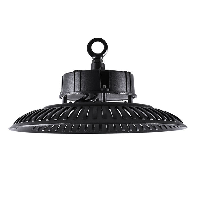 Campana LED ECOVISION 30 cm 100W 8000lm Blanco Frío Negro Interlusa encendida con proyección de luz y ambiente | LuzGurú
