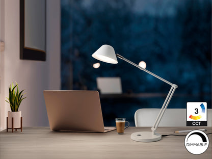 Flexo de Sobremesa LED Taros 10W Blanco Mate Schuller en ambiente decorado | Schuller · Ref. 215855