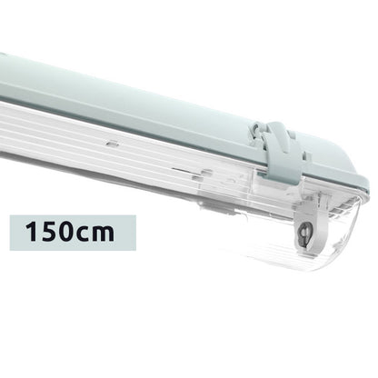Armadura Estanca LINESTA 150 cm Gris Interlusa instalada en ambiente decorativo de salón o dormitorio | Interlusa