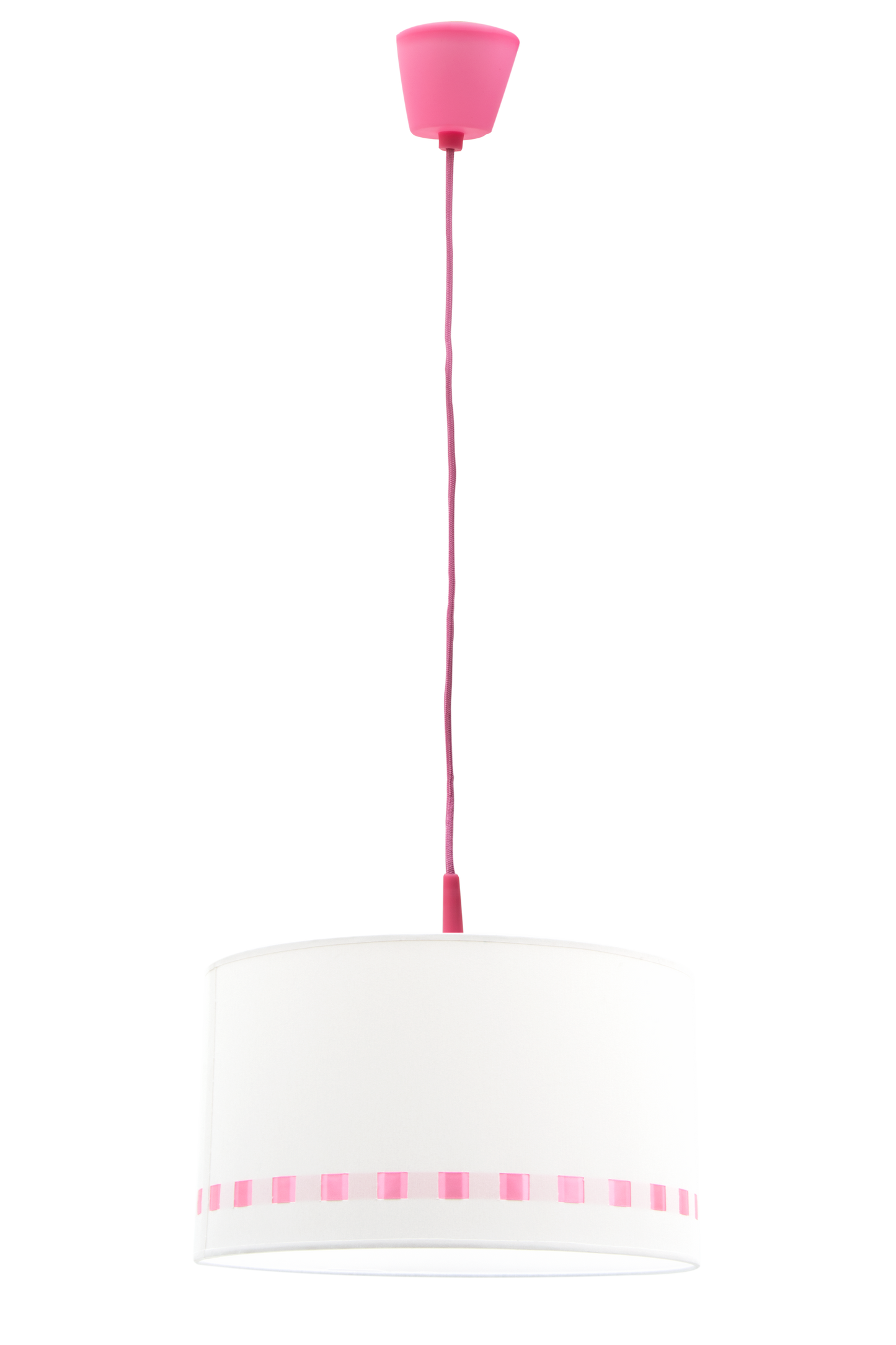 Lámpara colgante lacito fabricada en material seguro color rosa para cuarto infantil