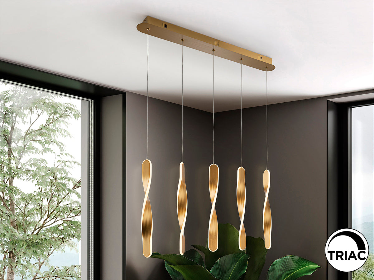 Lámpara Colgante Twist 5 Luces Oro Cepillado Schuller en ambiente decorado | Schuller · Ref. 219527