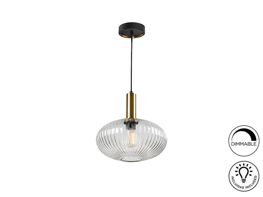 Lámpara Colgante Norma 30 cm Cristal Transparente Negro Schuller - vista principal | Schuller