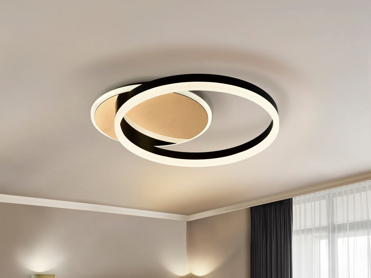 Plafón de Techo o Aplique Oriel 38W LED Oro y Negro Schuller en ambiente decorado | Schuller