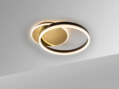 Plafón de Techo o Aplique Oriel 38W LED Oro y Negro Schuller en ambiente decorado | Schuller