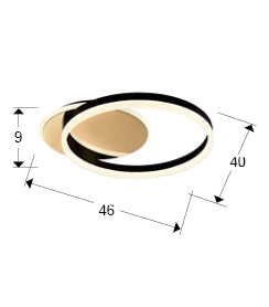 Plano con medidas de Plafón de Techo o Aplique Oriel 38W LED Oro y Negro Schuller