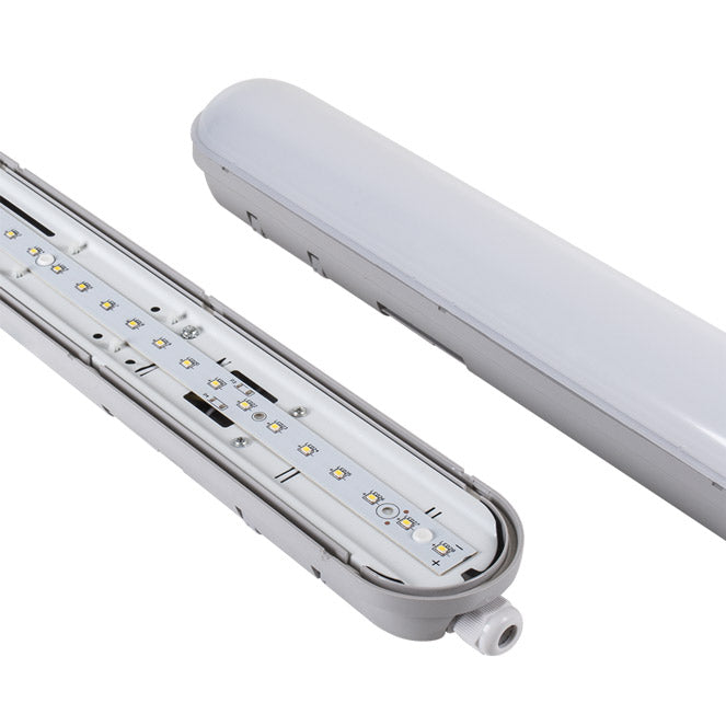 Armadura Estanca LED LINESTRA X2 60cm 12W Gris Interlusa - Vista frontal principal en fondo blanco | LuzGurú