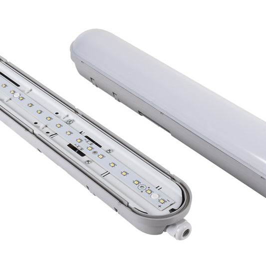 Armadura Estanca LED LINESTRA X2 60cm 12W Gris Interlusa - Vista frontal principal en fondo blanco | LuzGurú
