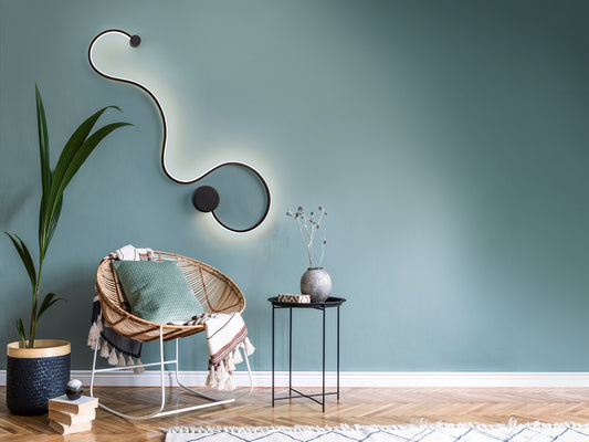 Aplique de Pared LED Grafos 94 cm Negro Mate Schuller en ambiente decorado | Schuller