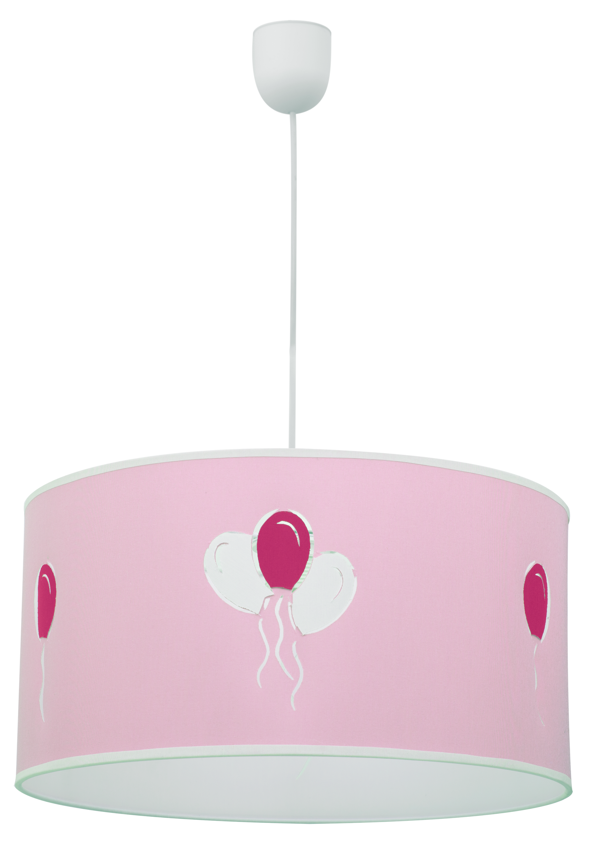 Lámpara colgante Globitos fabricada en textil rosa, ideal para iluminar la habitación infantil