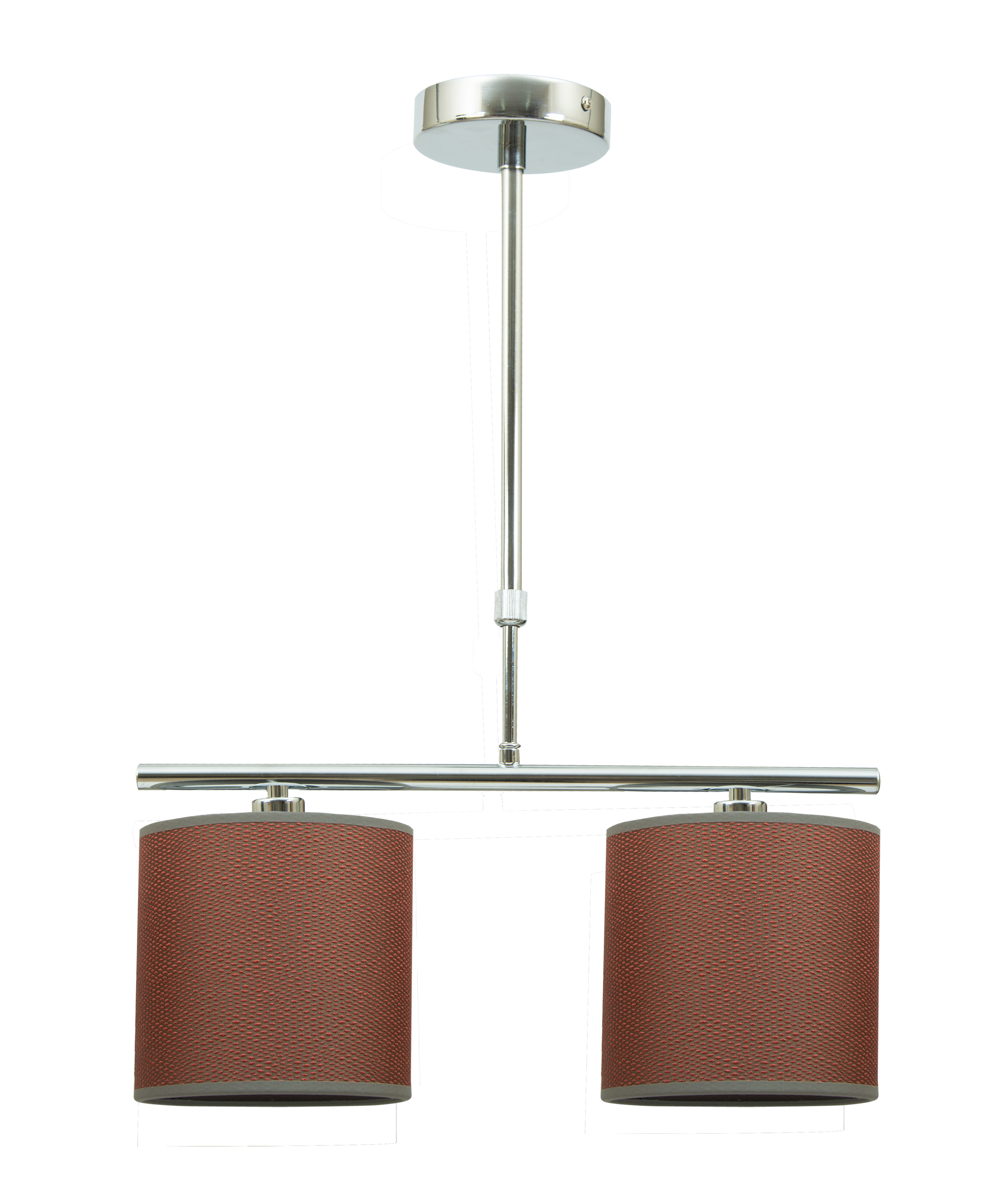 Lámpara Senderos fabricada en metal color cromo y textil caldera