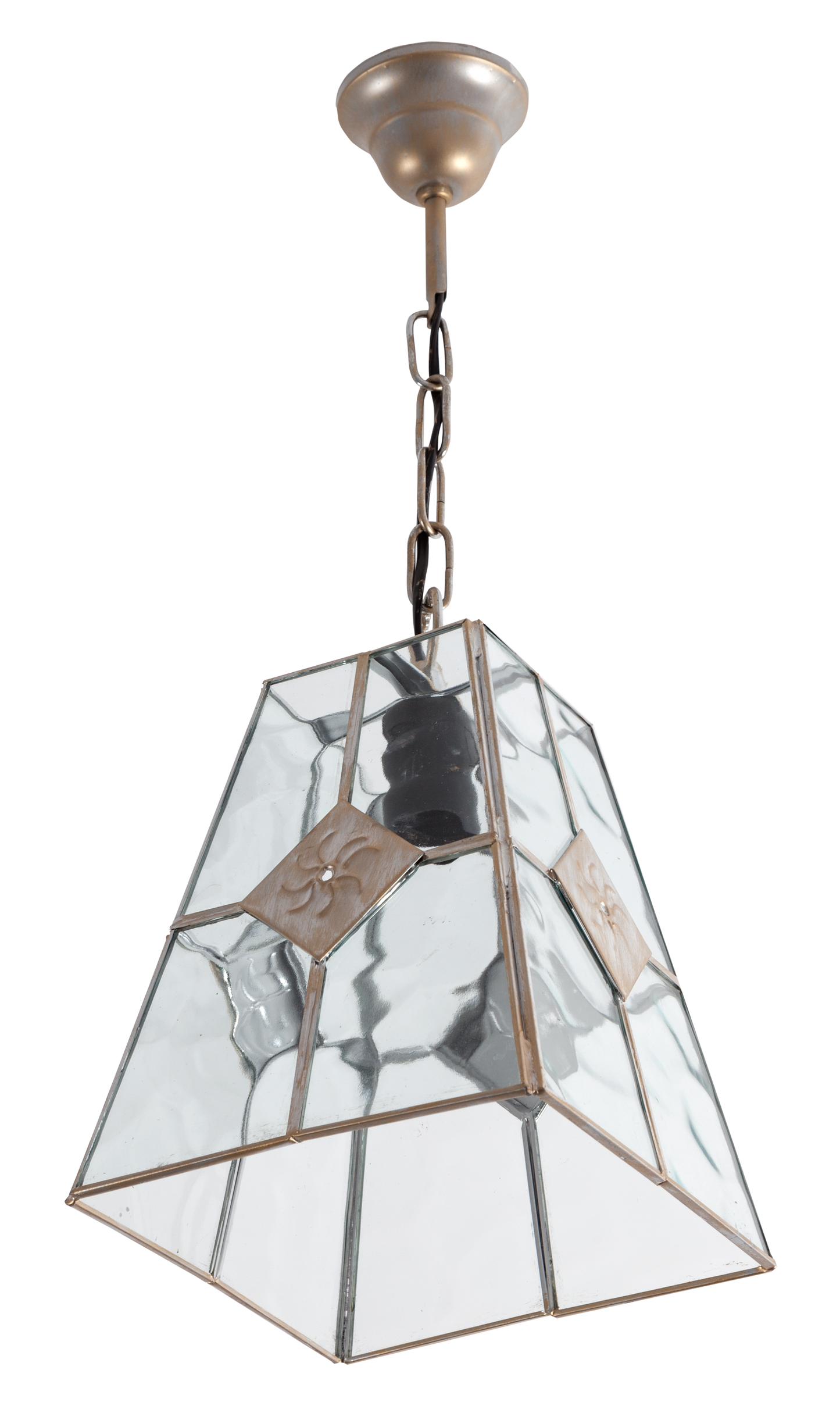Lámpara Estepa fabricada en Metal color Oro y Cristal rugoso