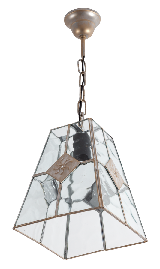 Lámpara Estepa fabricada en Metal color Oro y Cristal rugoso