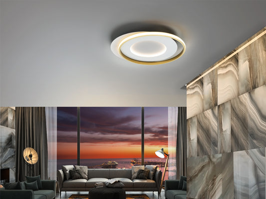 Plafón de Techo LED Limbos 40W Blanco y Oro Schuller en ambiente decorado | Schuller