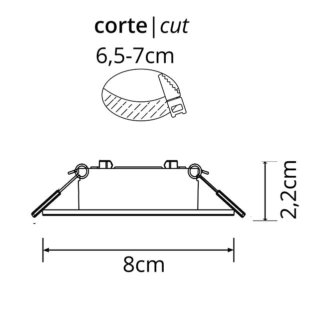 Aro Empotrable INTAKE Cuadrado 8 cm Rotativo Níquel Interlusa instalada en ambiente decorativo de salón o dormitorio | Interlusa