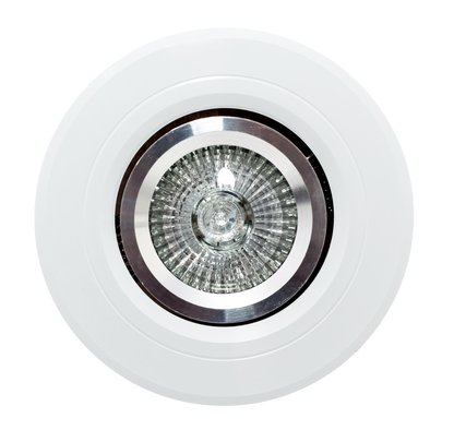 Empotrable Andros fabricado en aluminio color blanco, ideal para luz dirigida orientable