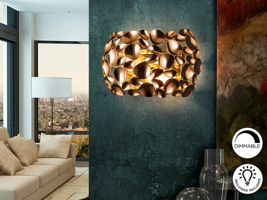 Aplique de Pared Narisa 2 Luces Oro Rosa 32 cm Schuller en ambiente decorado | Schuller
