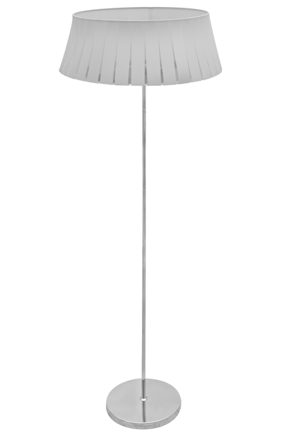 Lámpara de pie fabricada en material resistente color blanco, ideal para iluminación ambiental