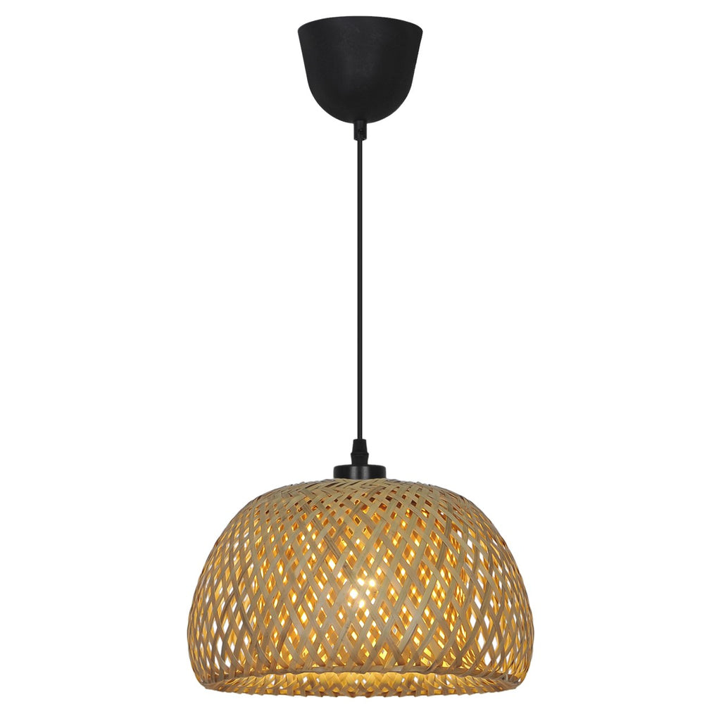 Colgante Condor Bambú E27 ALEMAR natural con metal negro - Vista principal