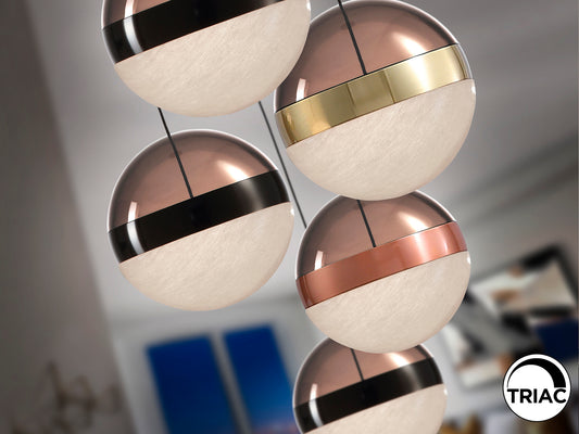 Lámpara Colgante Orbes 5 Luces LED 36W Negro y Cobre Schuller en ambiente decorado | Schuller