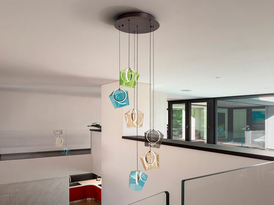 Lámpara Colgante Ingrid 6 Luces LED Multicolor Bronce Schuller en ambiente decorado | Schuller · Ref. 279734