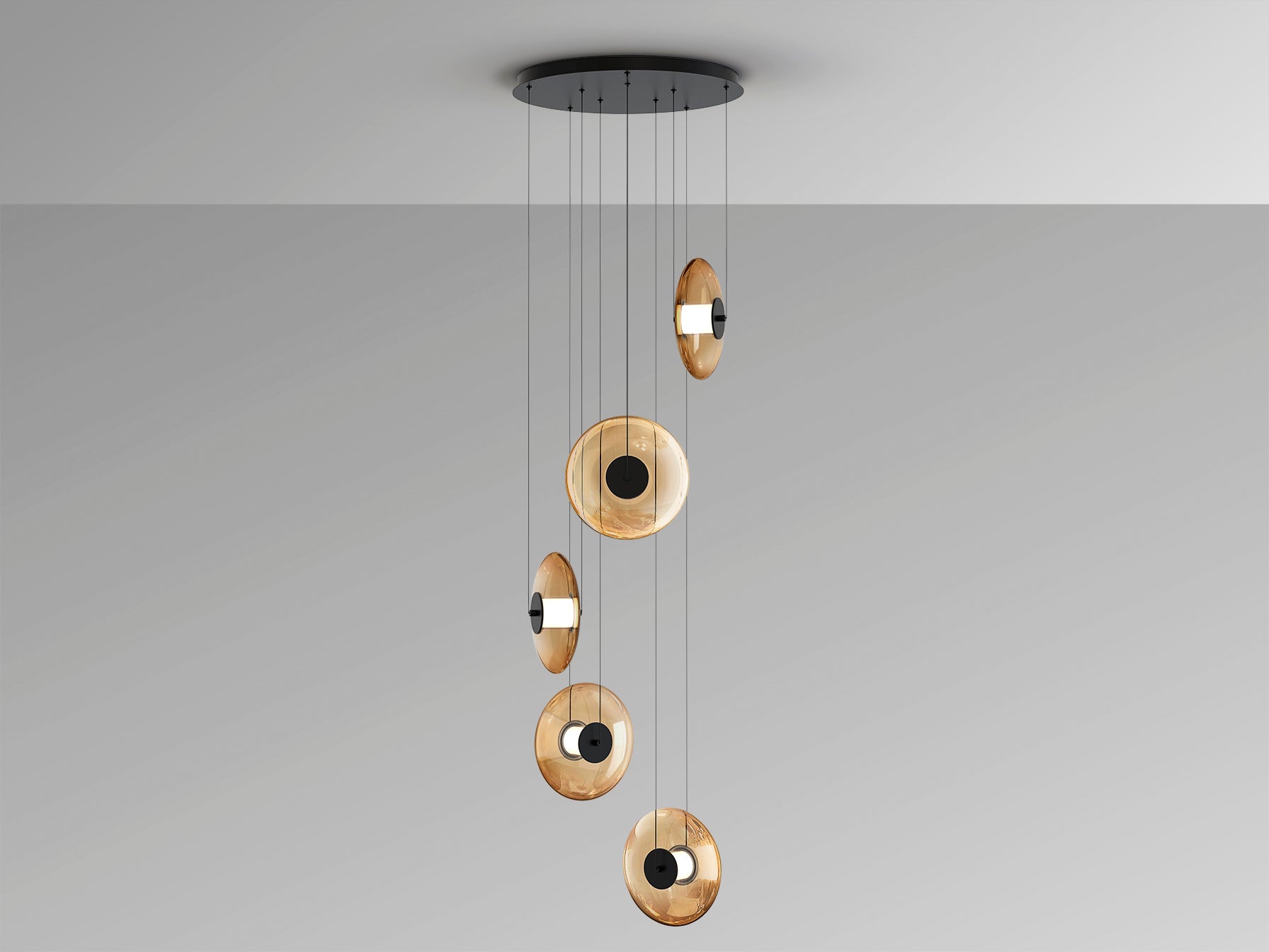 Lámpara Colgante Diabolo 5 Luces Negro-Ámbar - Schuller - 327930 - Vista 4