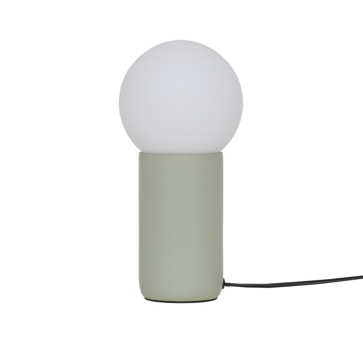 Detalle base y tulipa de la sobremesa Mint verde ALEMAR - Vista lateral