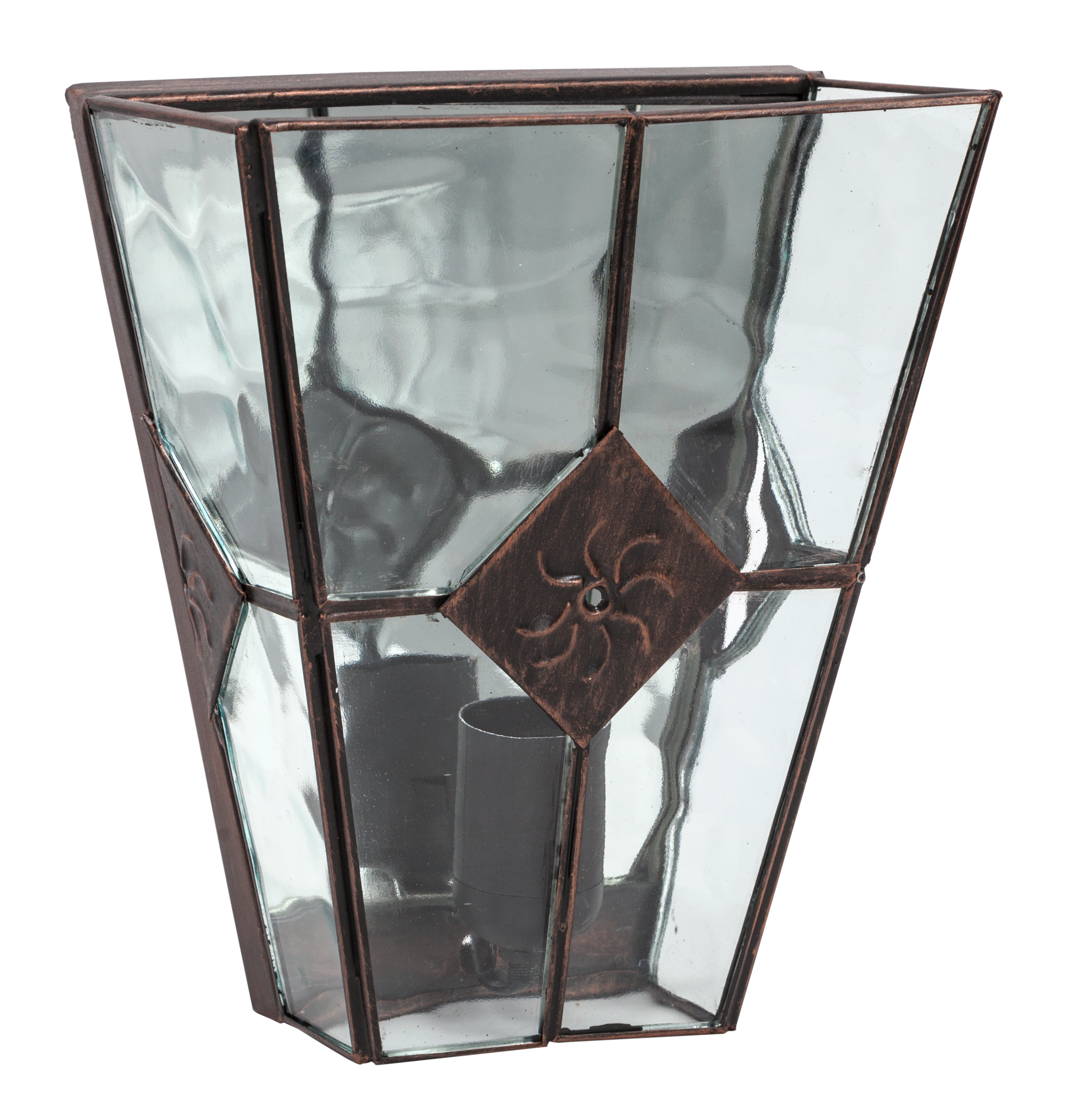 Aplique Estepa fabricado en metal color cobre envejecido, ideal para salón