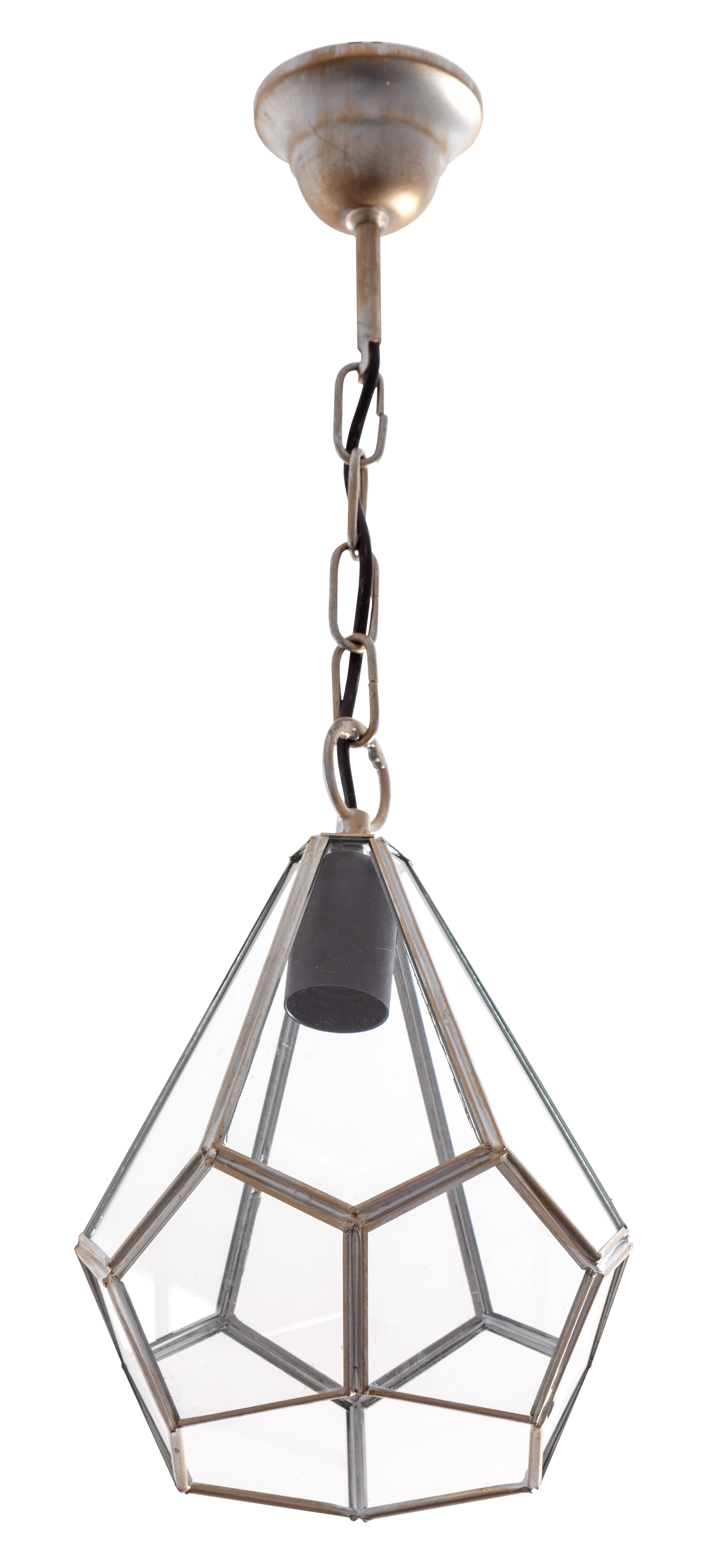 Lámpara Osuna fabricada en metal color oro y cristal