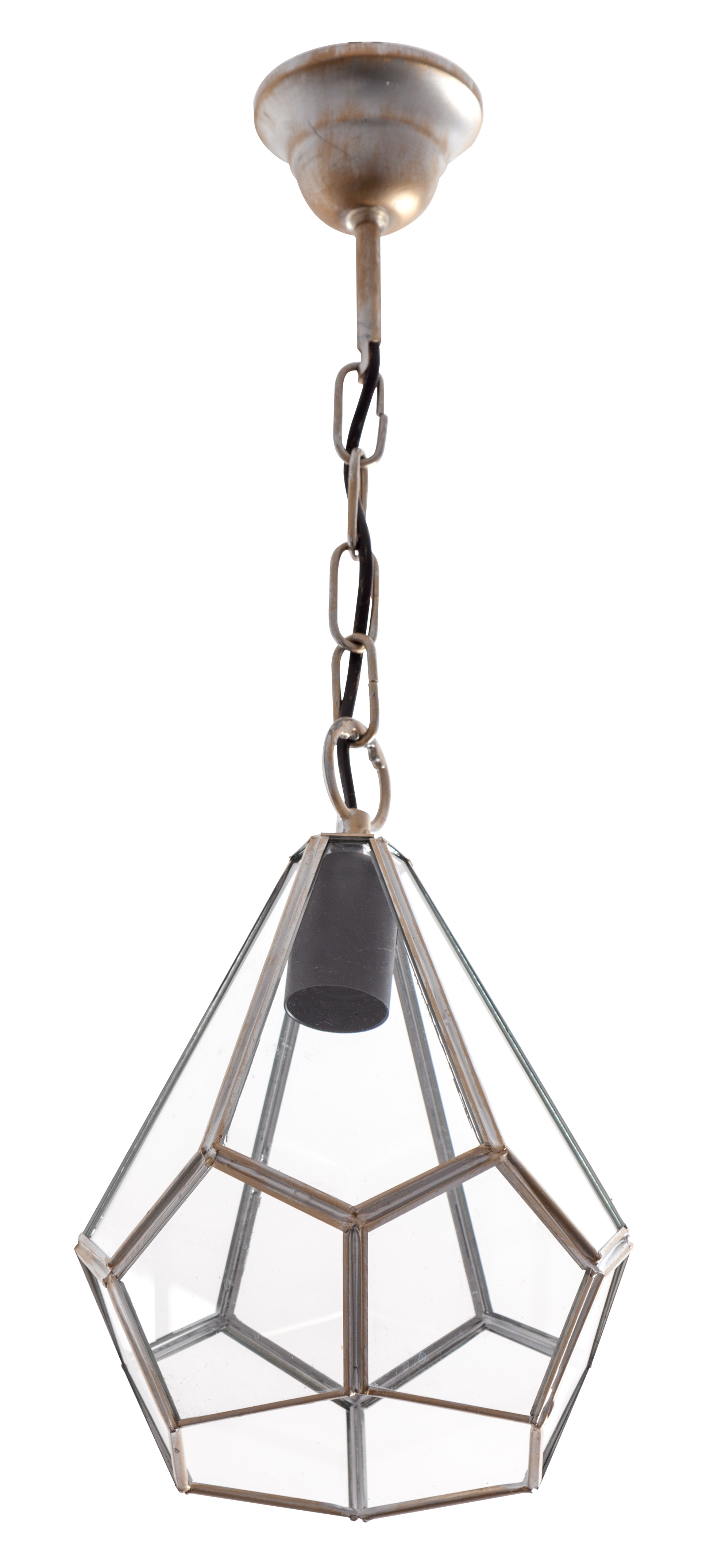 Lámpara Osuna fabricada en metal color oro y cristal
