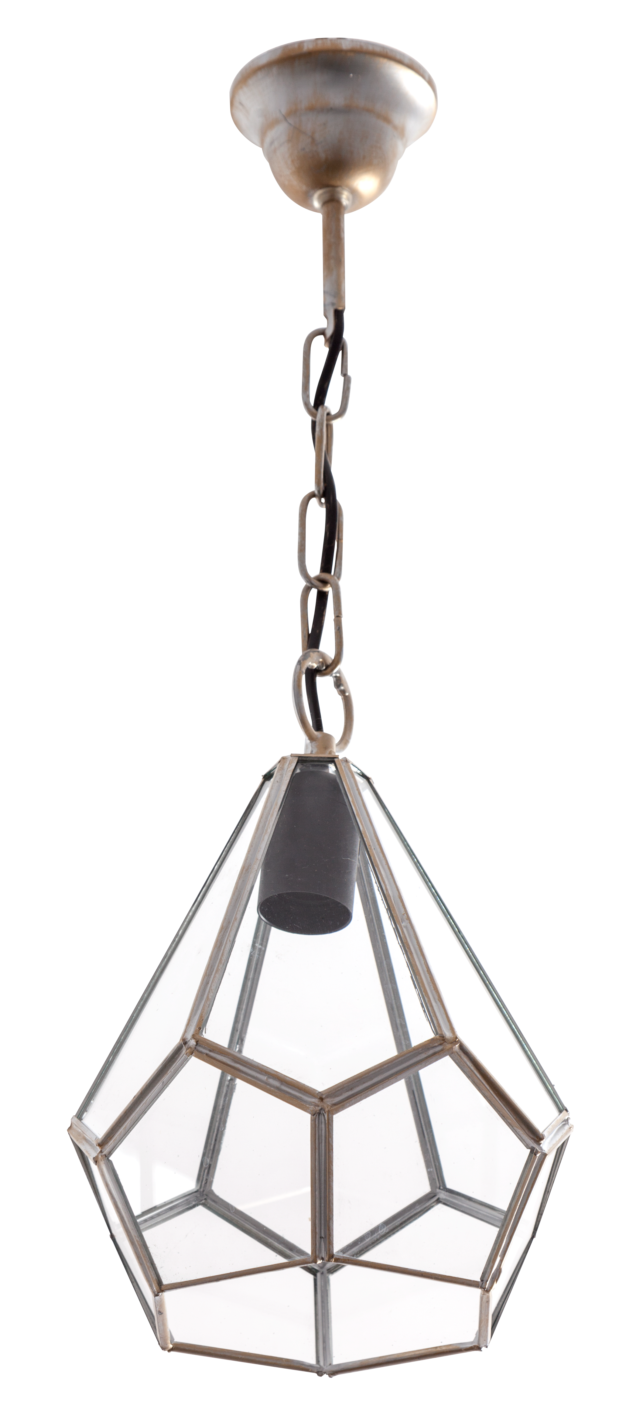 Lámpara Osuna fabricada en metal color oro y cristal