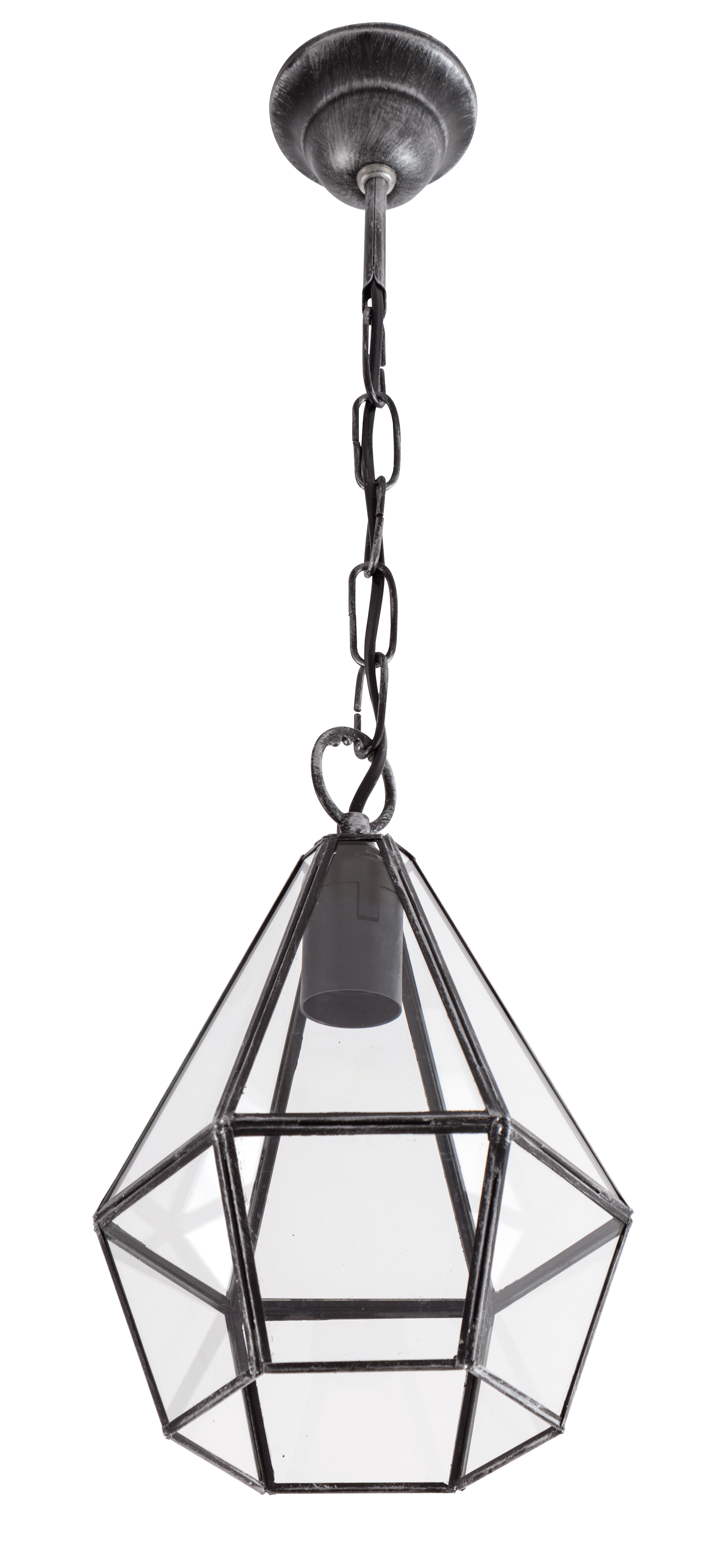 Colgante Ecija fabricado en Metal y Cristal color Plata, estilo rústico