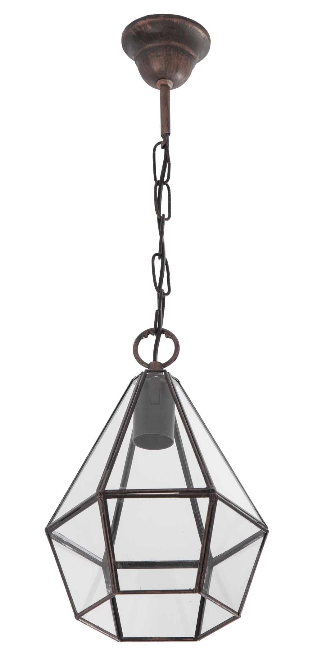 Colgante Ecija fabricado en metal color cobre, ideal para iluminar el interior