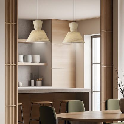 Colgante Carlo madera instalado en comedor - Ambiente decorado