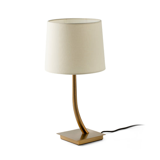 Lámpara de sobremesa REM FARO en oro viejo y beige, diseño minimalista. Ref: 29685-05